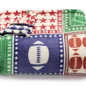 NEW FOOTBALL THEME SOFT PLUSH THROW BLANKET THE BIG ONE 5X6 FT NWT